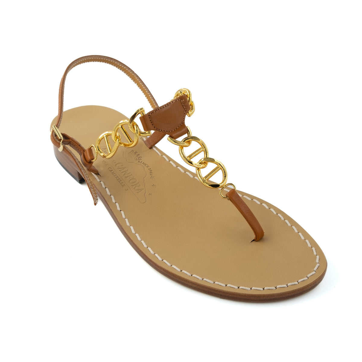 Caroline Capri-Style Leather Thong Sandal