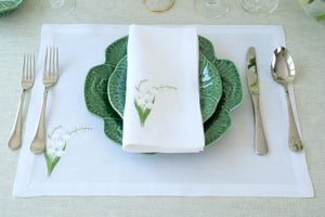 Lily of the Valley Collection, White Linen Napkin, Set of 4