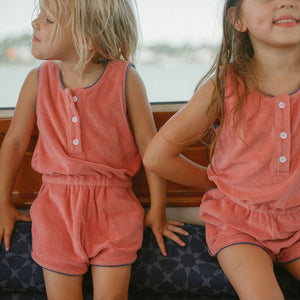 Girl’s Poppy Red French Terry Romper