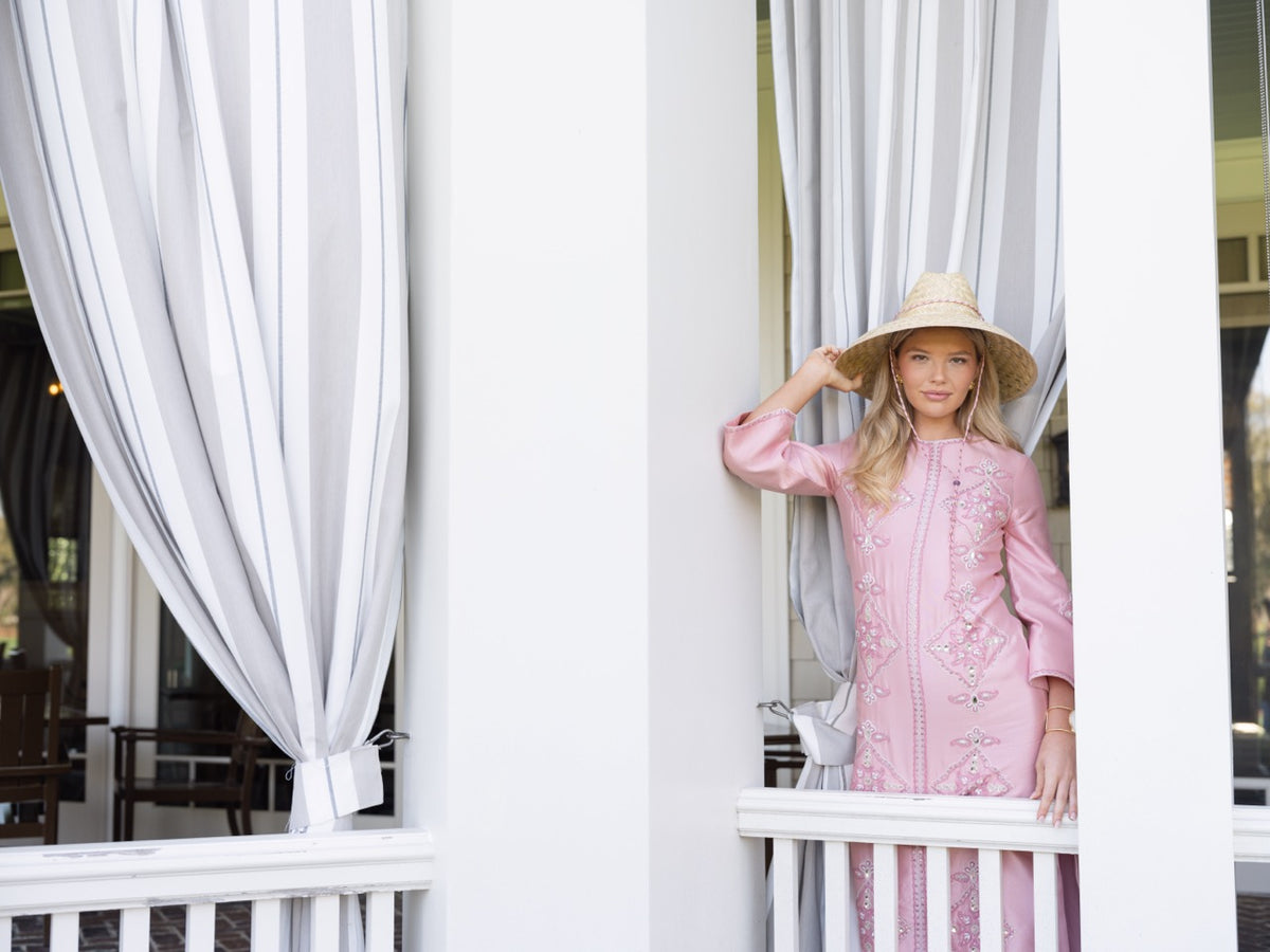 Begonia Sun Hat in Long & Thin Pink Lanyard