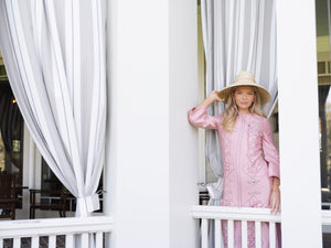 Begonia Sun Hat in Long & Thin Pink Lanyard