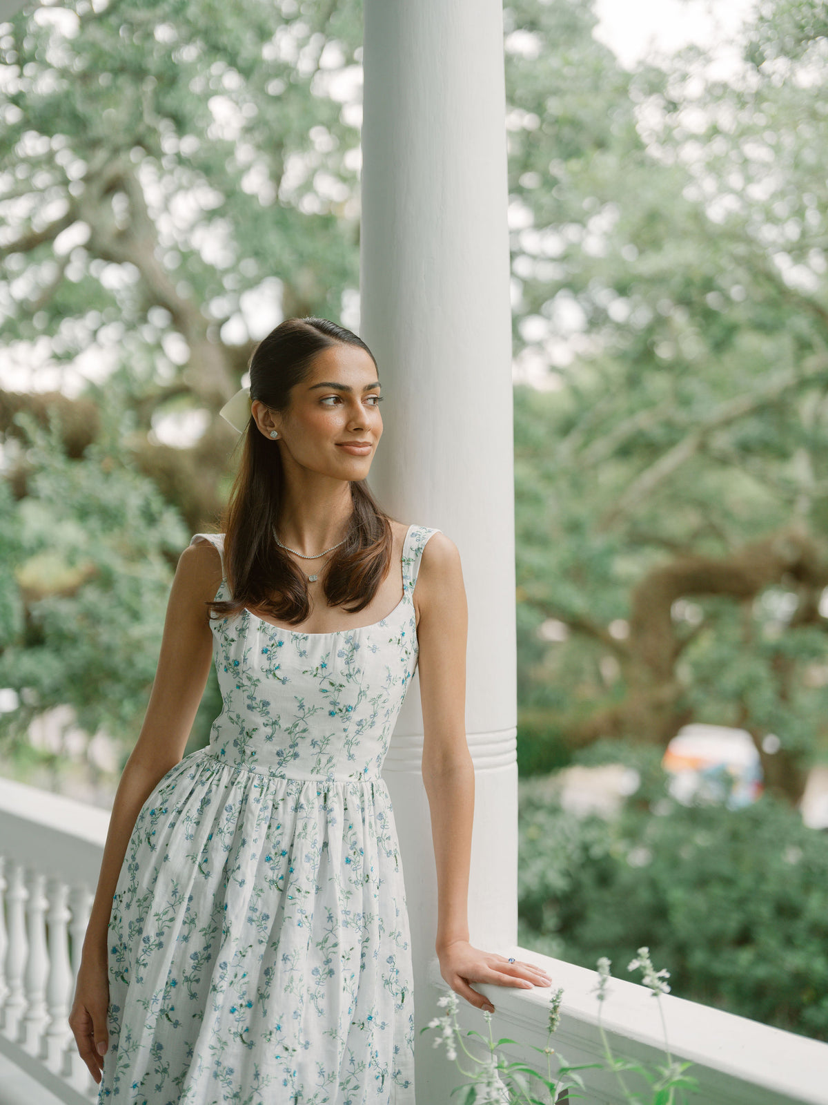 OTM Exclusive: Apple Beaded Floral Embroidered Shantug Full Skirt Corset Midi Dress