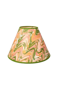 16" hand-marbled empire lampshade with peony bloom design