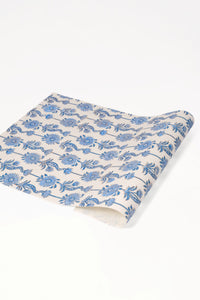 Single blue blockprint floral vines gift wrapping paper by Inner Child