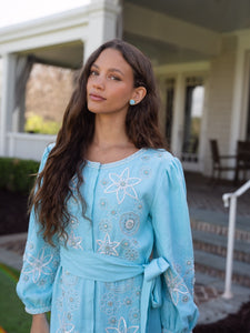 OTM Exclusive: Beaded Paloma Midi Dress in Turquoise