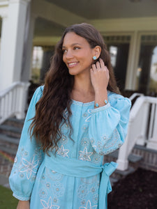 OTM Exclusive: Sankaty Scallop Stud Earrings in Turquoise