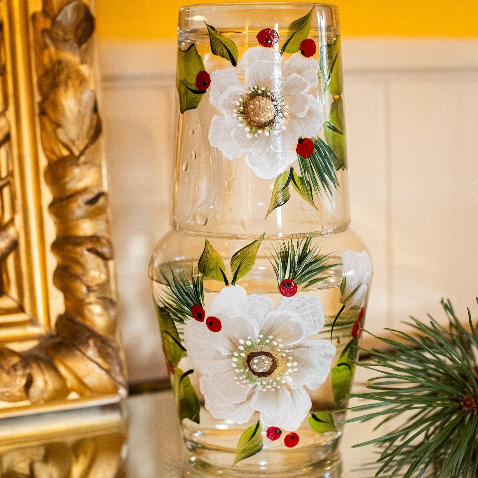 Christmas Flower Carafe & Tumbler