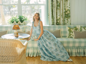 OTM Exclusive: The Marie Dress in Blue Floral Brocade