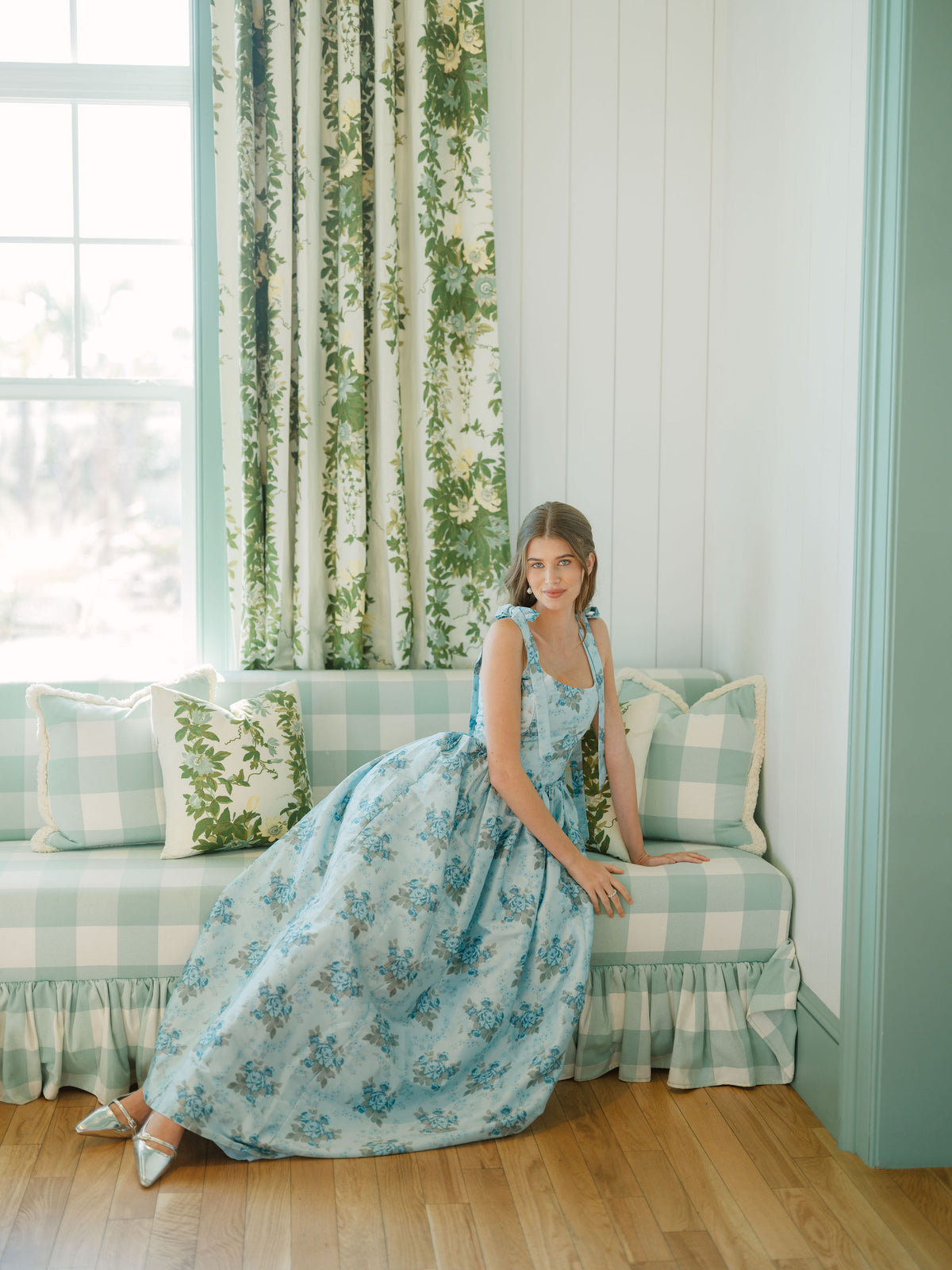 OTM Exclusive: The Marie Dress in Blue Floral Brocade