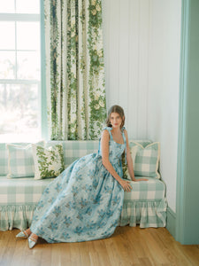 OTM Exclusive: The Marie Dress in Blue Floral Brocade