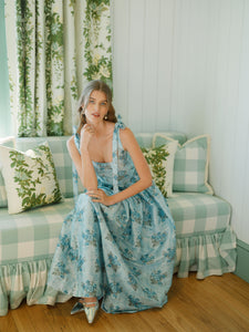 OTM Exclusive: The Marie Dress in Blue Floral Brocade
