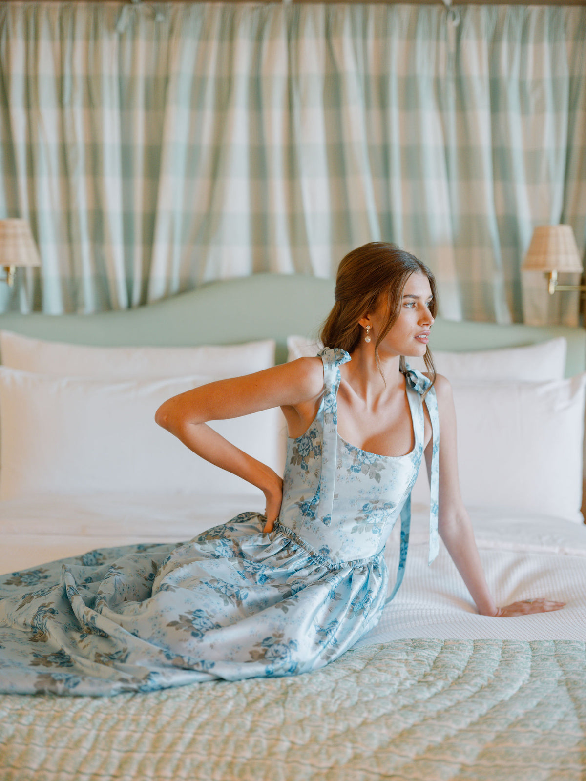 OTM Exclusive: The Marie Dress in Blue Floral Brocade