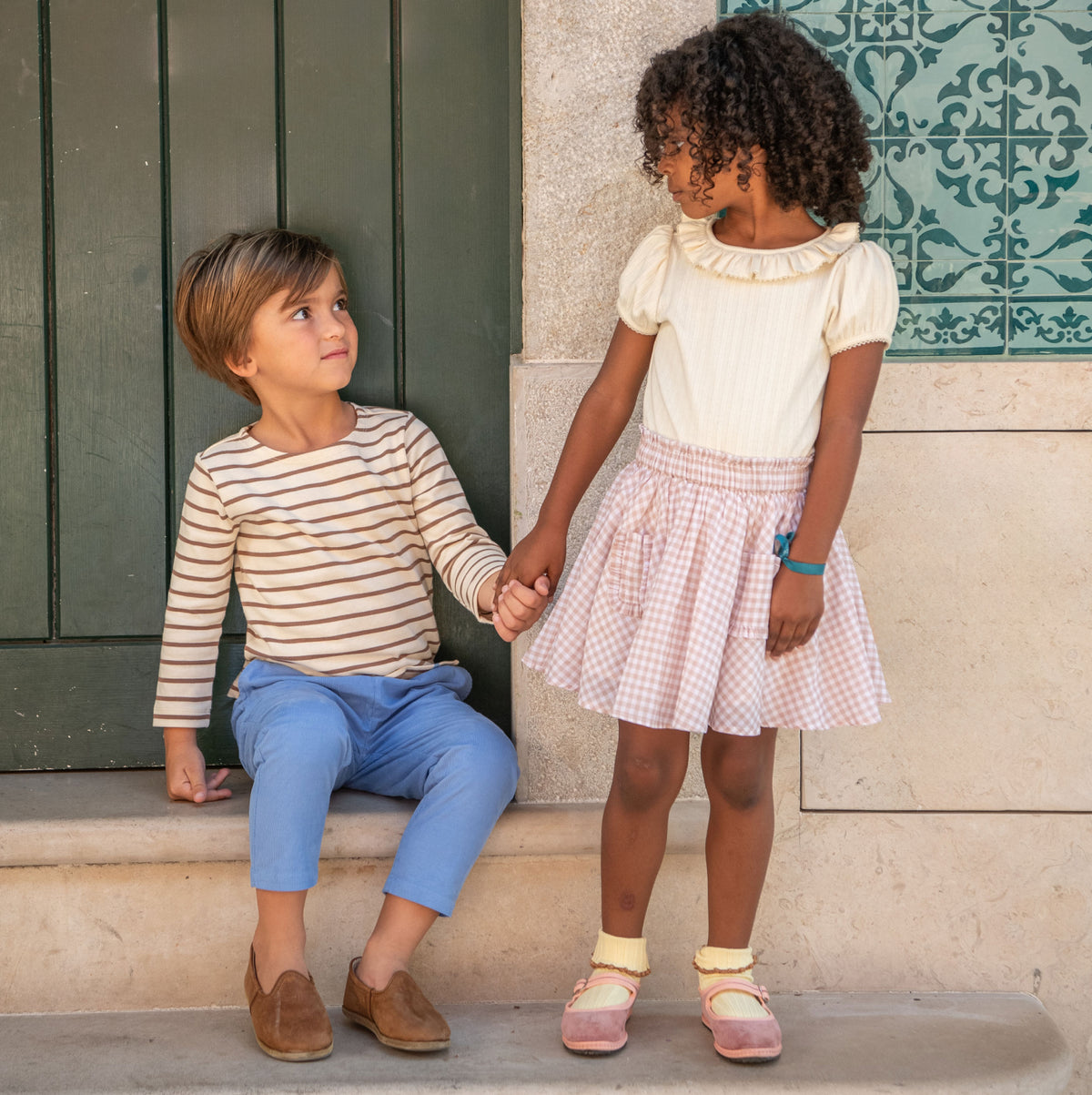 Girls Cream Pointelle Puff Sleeve Blouse