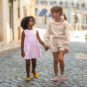 Girls Marigold Floral Woven Ruffle Shorts