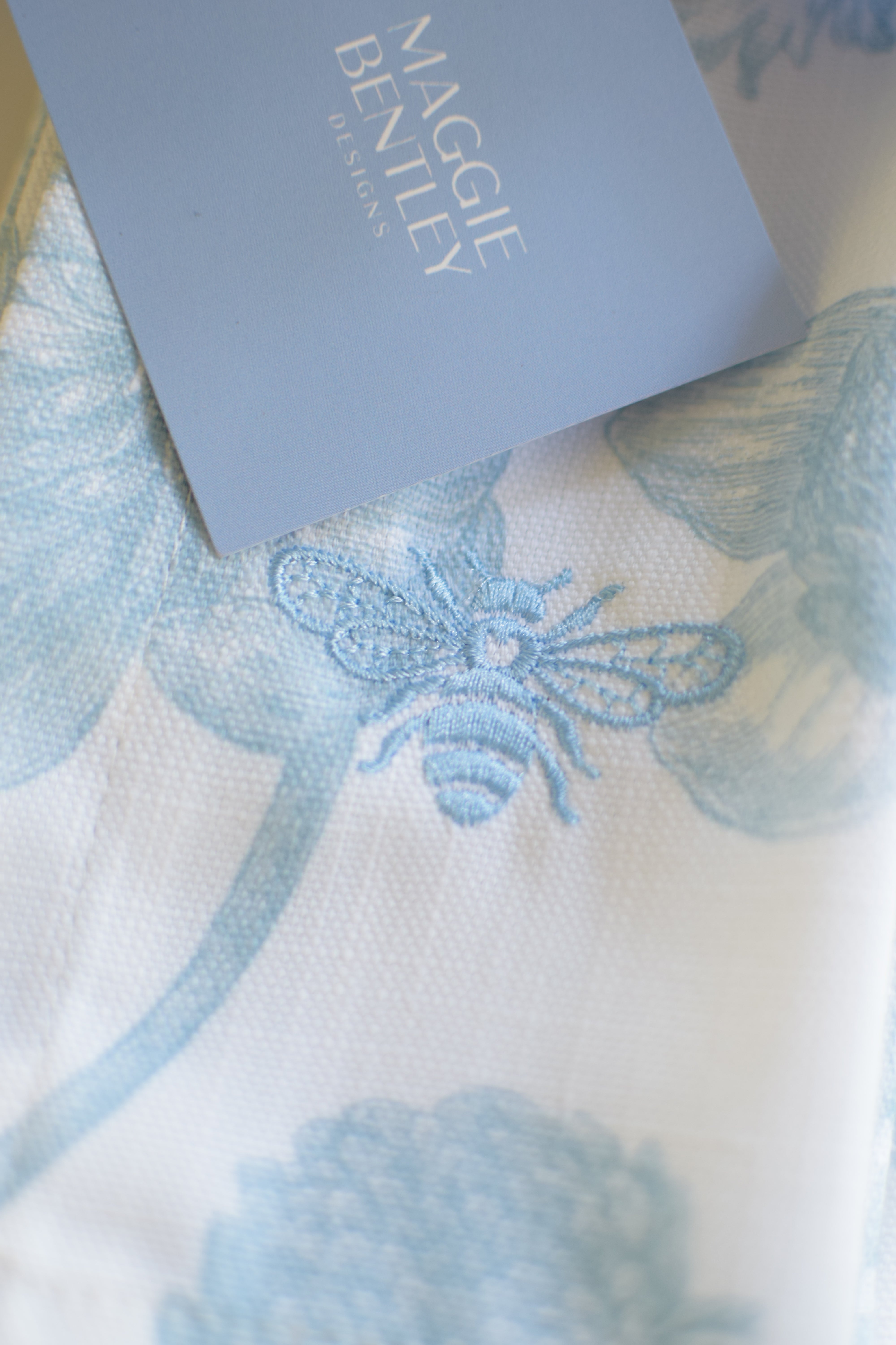 Garden Toile Napkins with Embroidered Bee, Set of 4