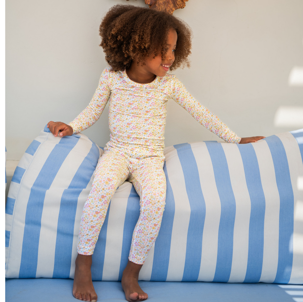 Girls Marigold Floral Pima Pajamas Set