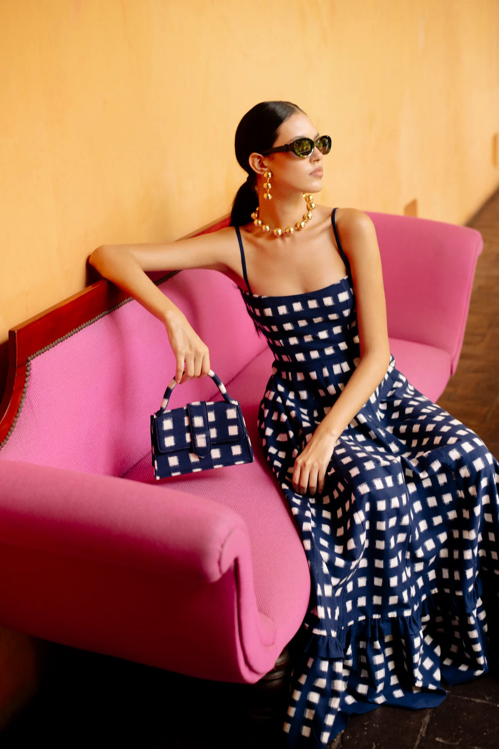 navy blue checkmate dress Blue Checkmate Dress
