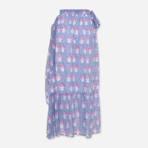 Long Wrap Skirt in Greece Blue