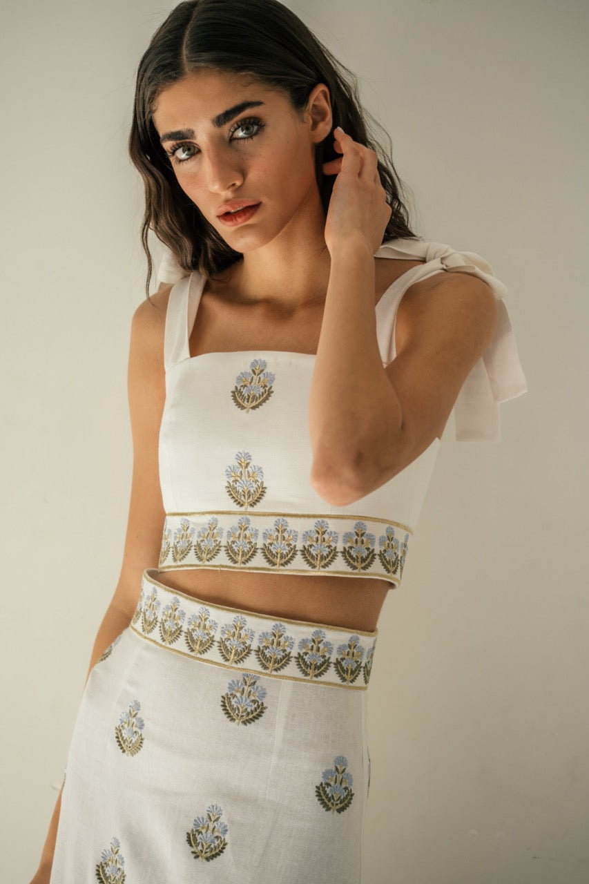 OTM Exclusive: Begum Set in Off-White & Blue