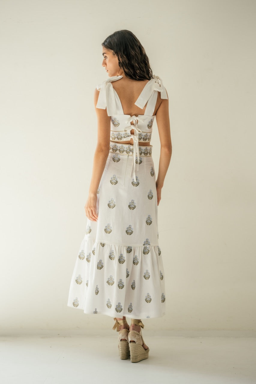 OTM Exclusive: Begum Set in Off-White & Blue