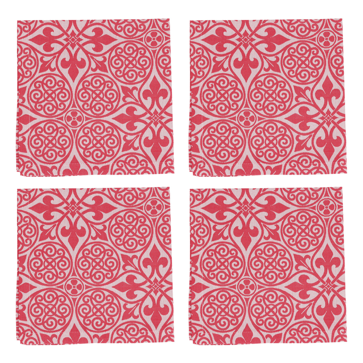 Damask Napkins in Red, Set of 4