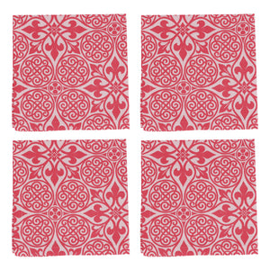 Damask Napkins in Red, Set of 4
