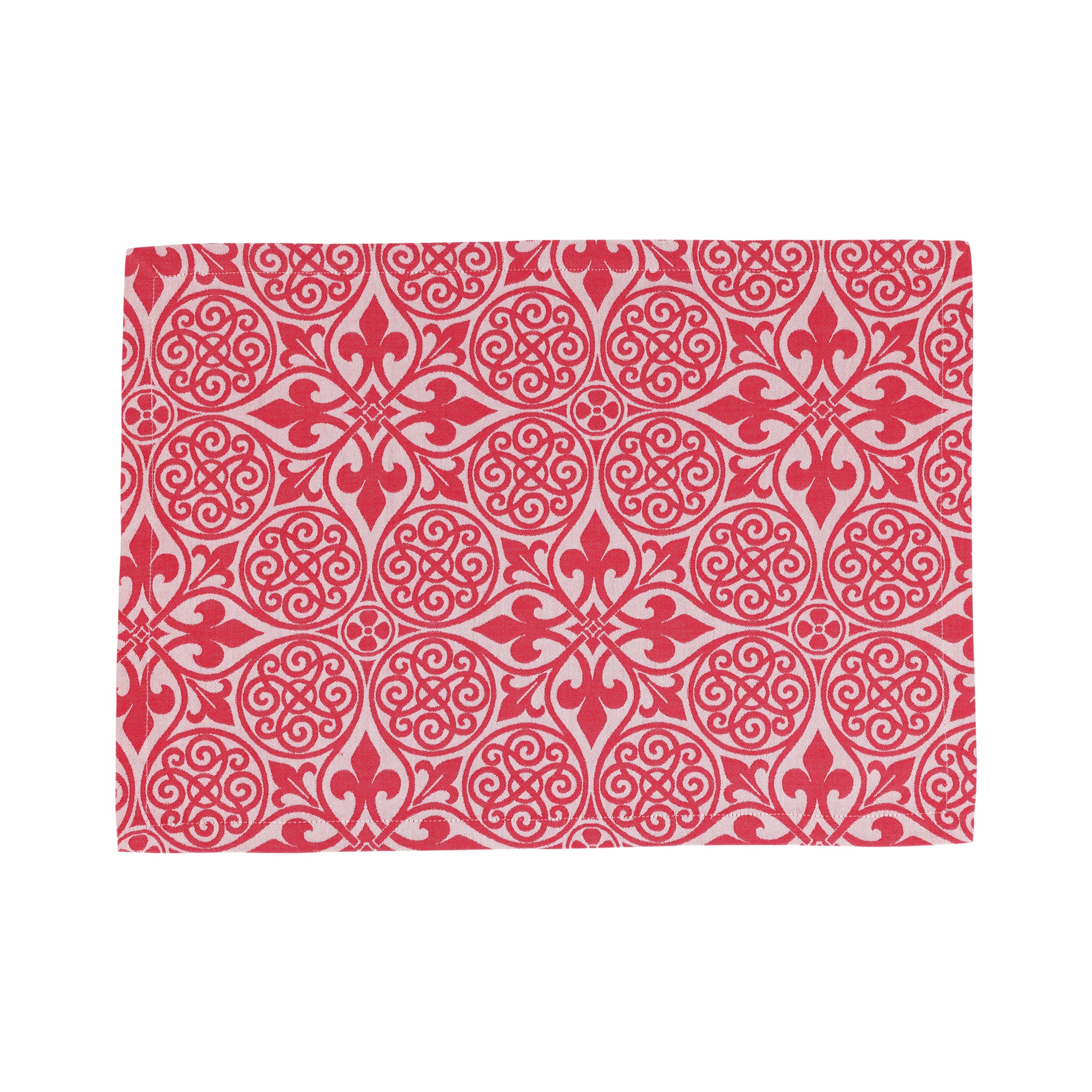 Damask Placemats in Red, Set of 4