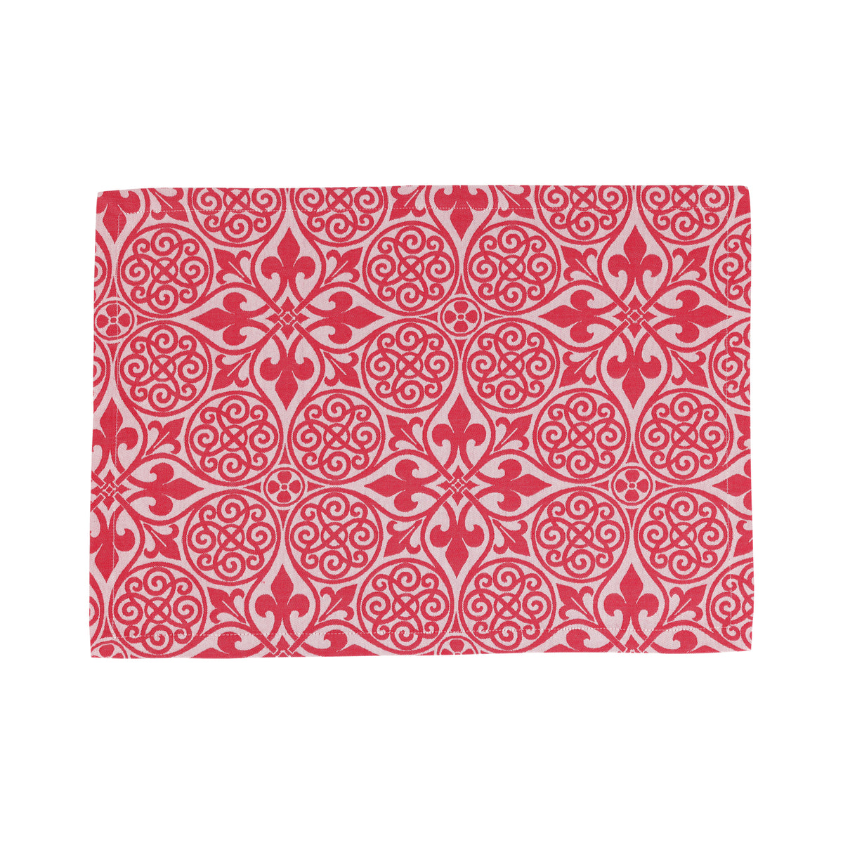 Damask Placemats in Red, Set of 4