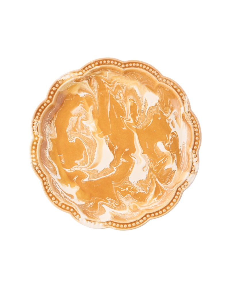 Marbled Scalloped Dinner Plate in Terracotta