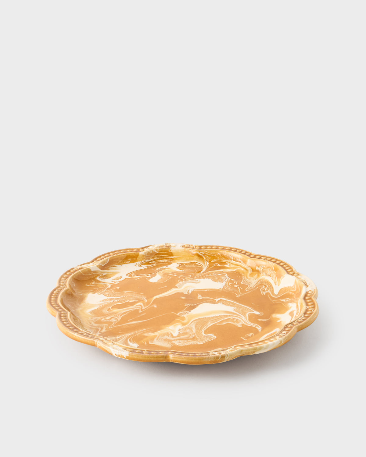 Marbled Scalloped Dinner Plate in Terracotta