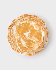 Marbled Scalloped Dinner Plate in Terracotta