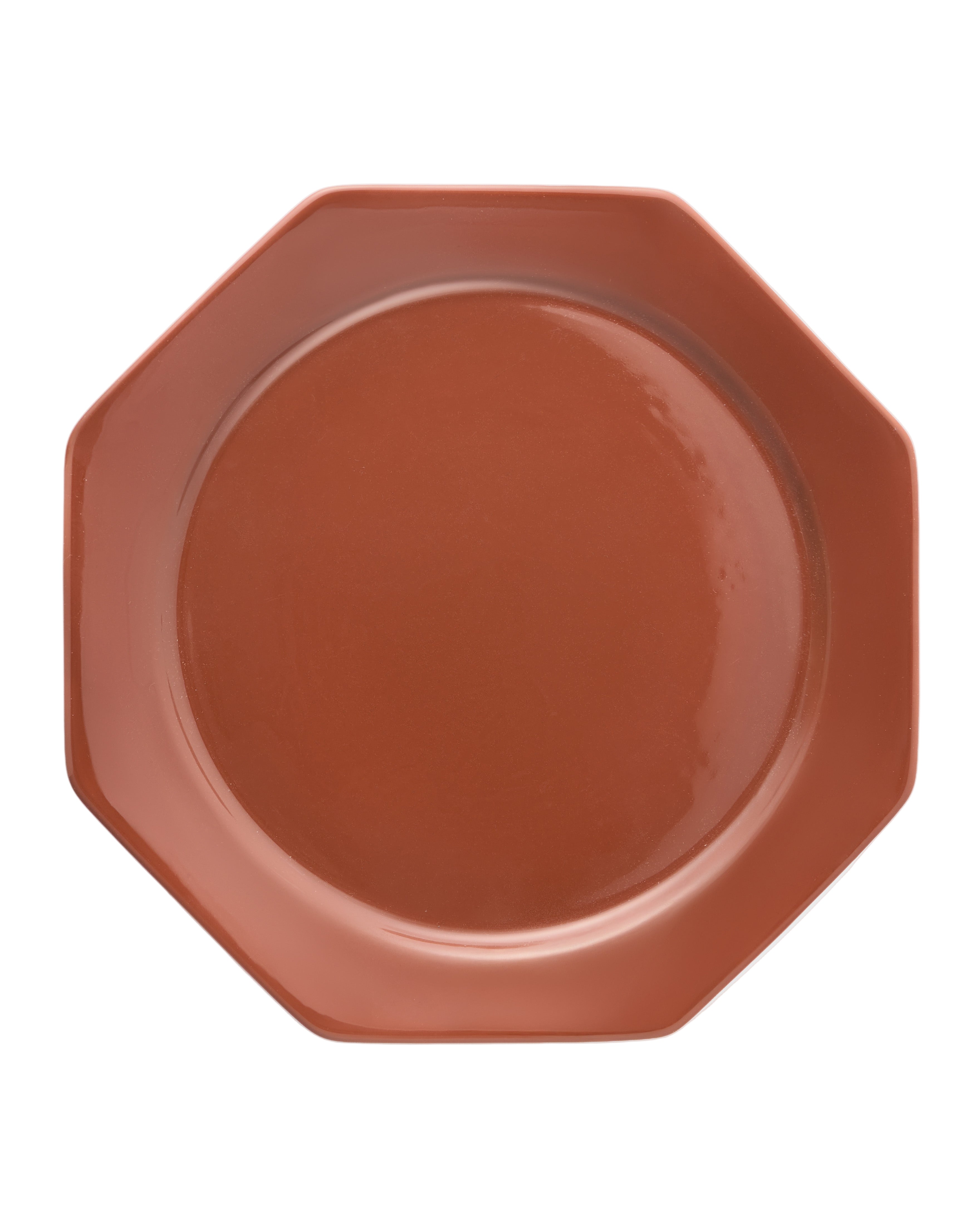 Octagonal Dinner Plate in Burgundy