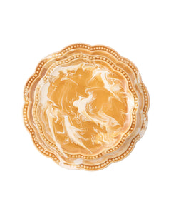 Marbled Scalloped Dessert Plate in Terracotta