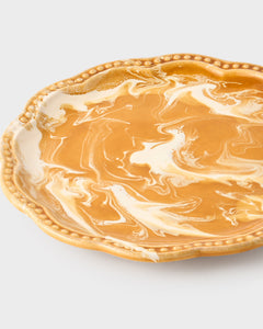 Marbled Scalloped Dessert Plate in Terracotta