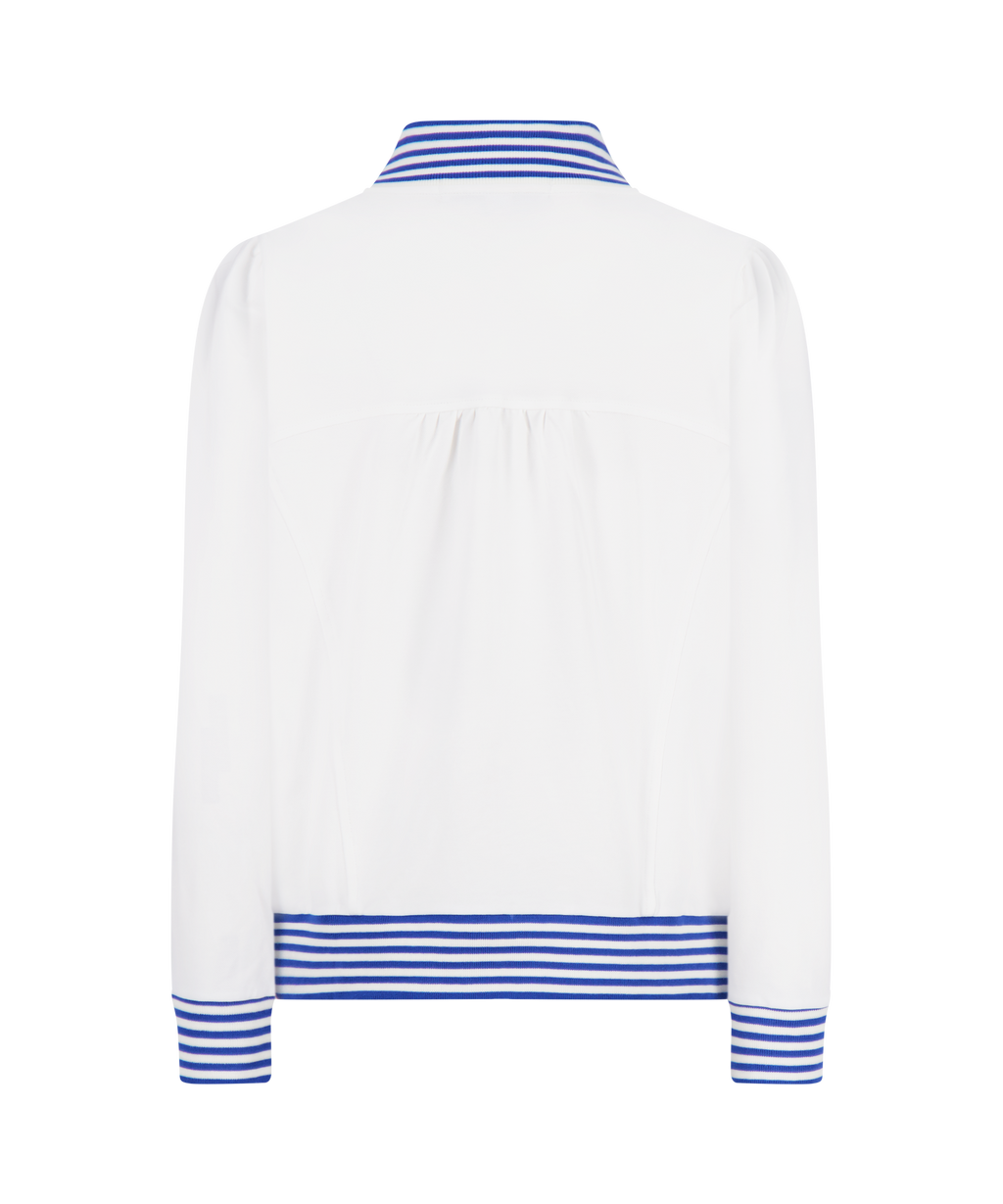 Dynasty Jacket in Bright White with Cadet Blue Stripe