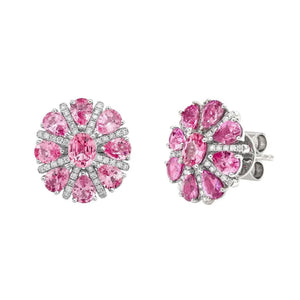 Dahlia Pink Sapphire Stud Earrings