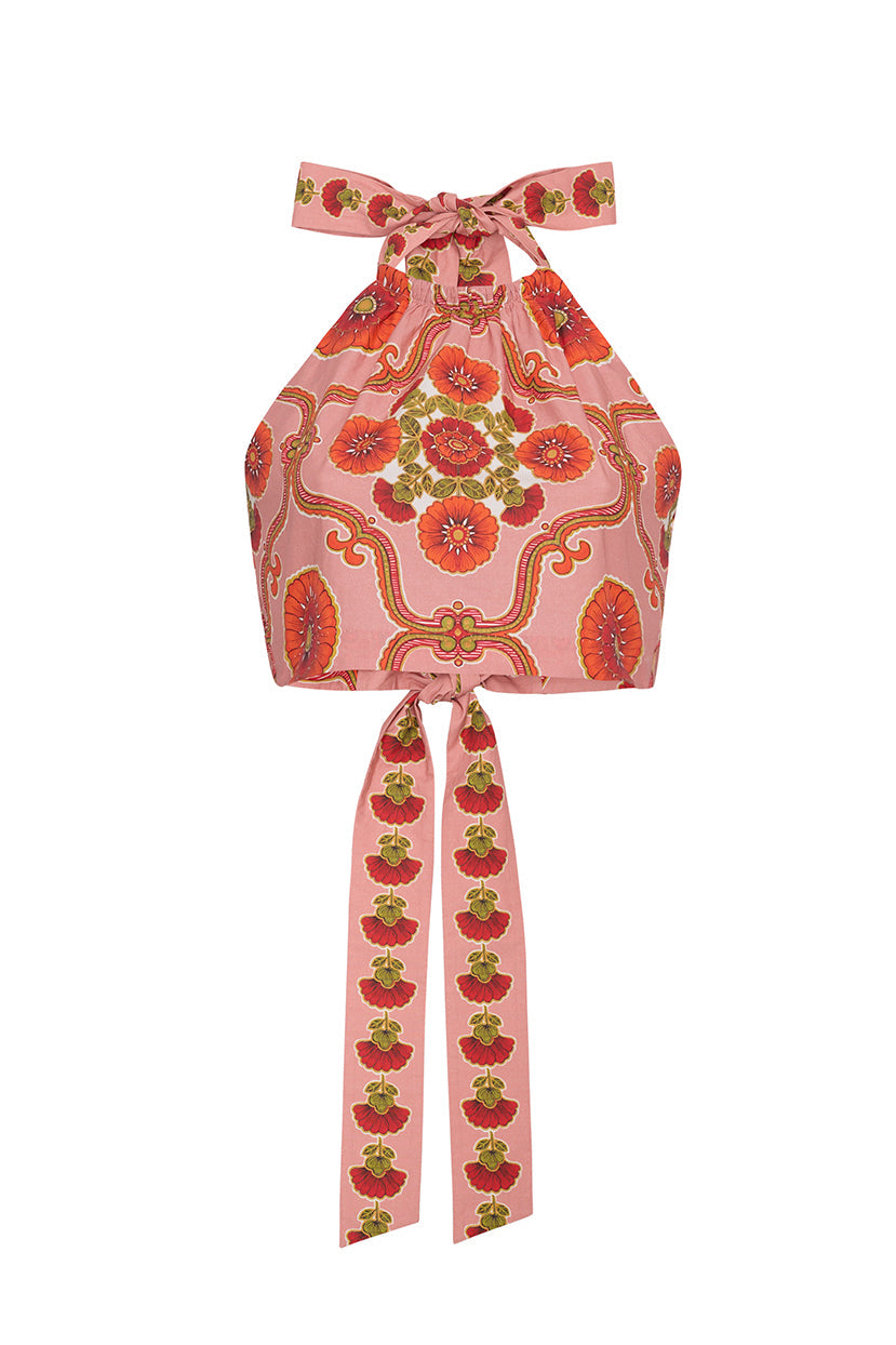 Dahlia Top in Mod Floral Brick