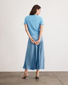 Dailey Cashmere Top With Lace in Shadow Blue