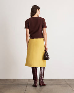 Dailey Cashmere Top with Lace in Deep Redwood