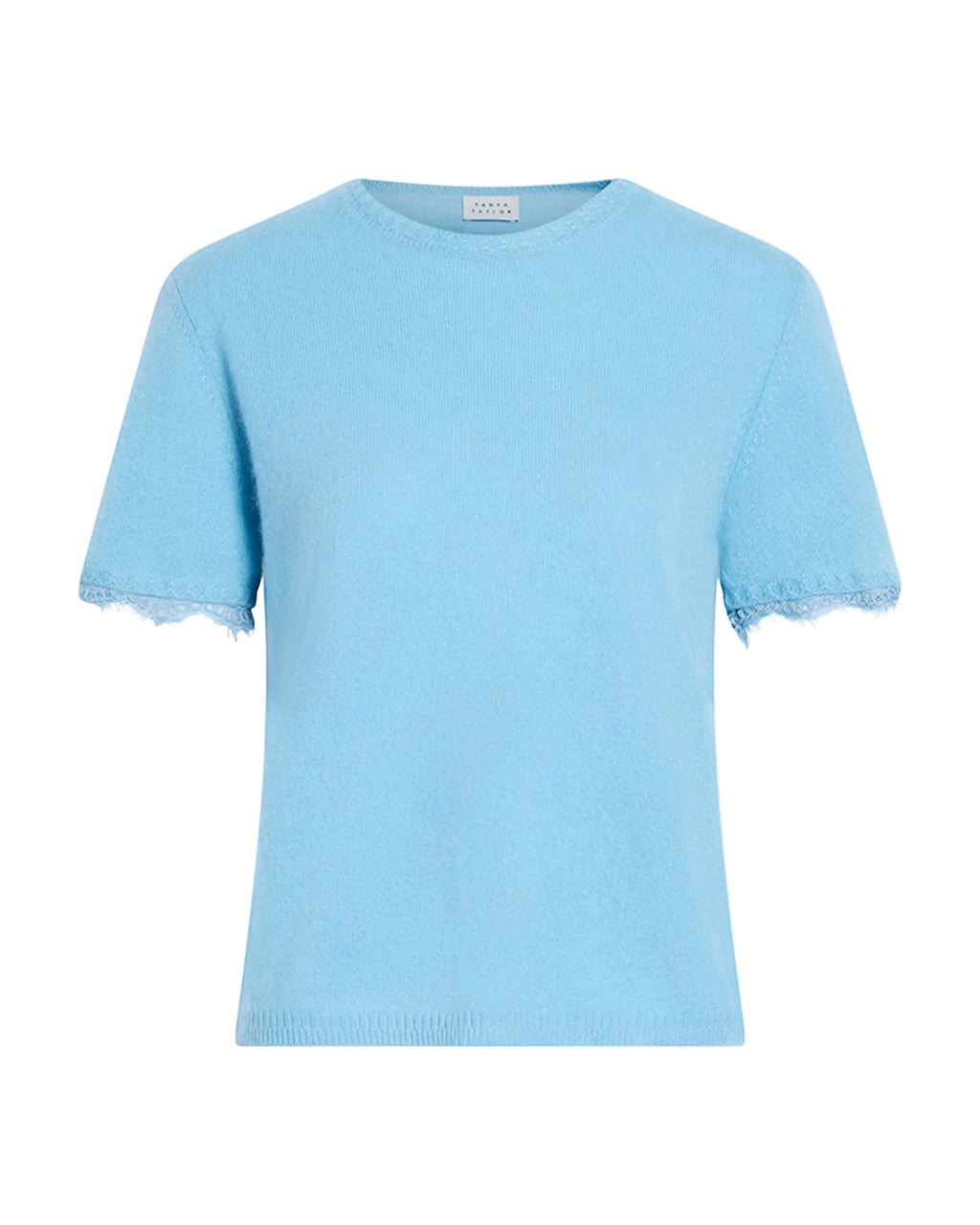 Dailey Cashmere Top With Lace in Shadow Blue