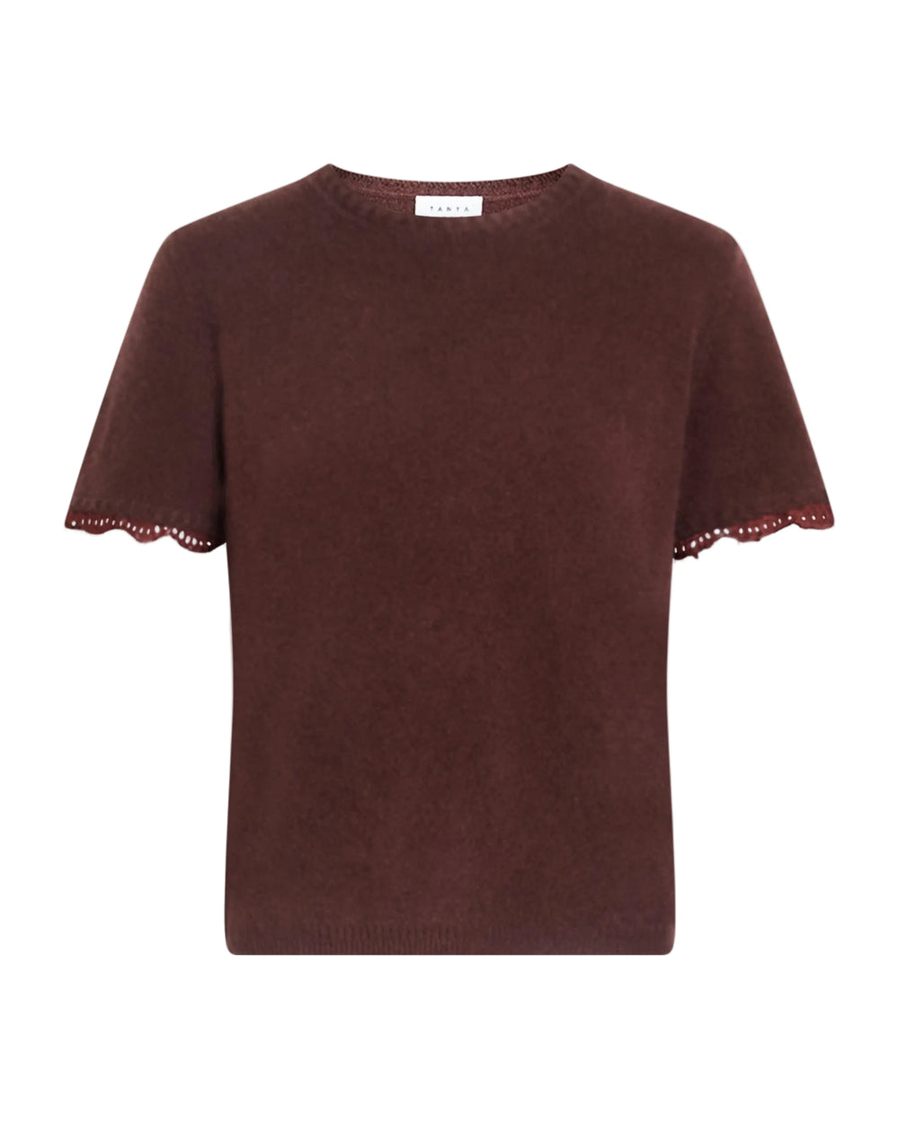 Dailey Cashmere Top with Lace in Deep Redwood