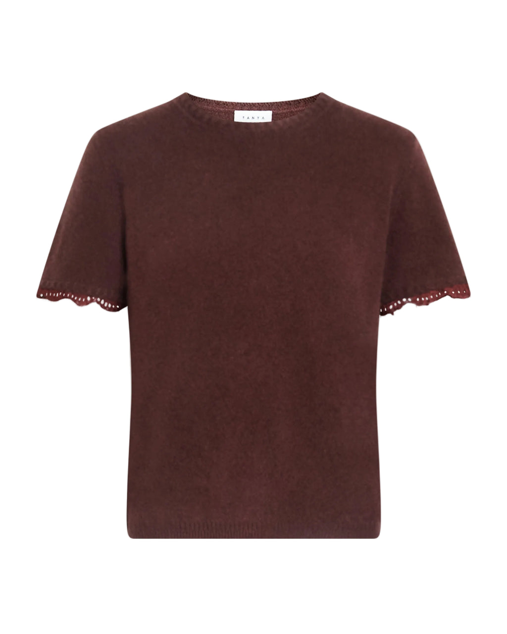Dailey Cashmere Top with Lace in Deep Redwood
