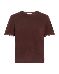Dailey Cashmere Top with Lace in Deep Redwood