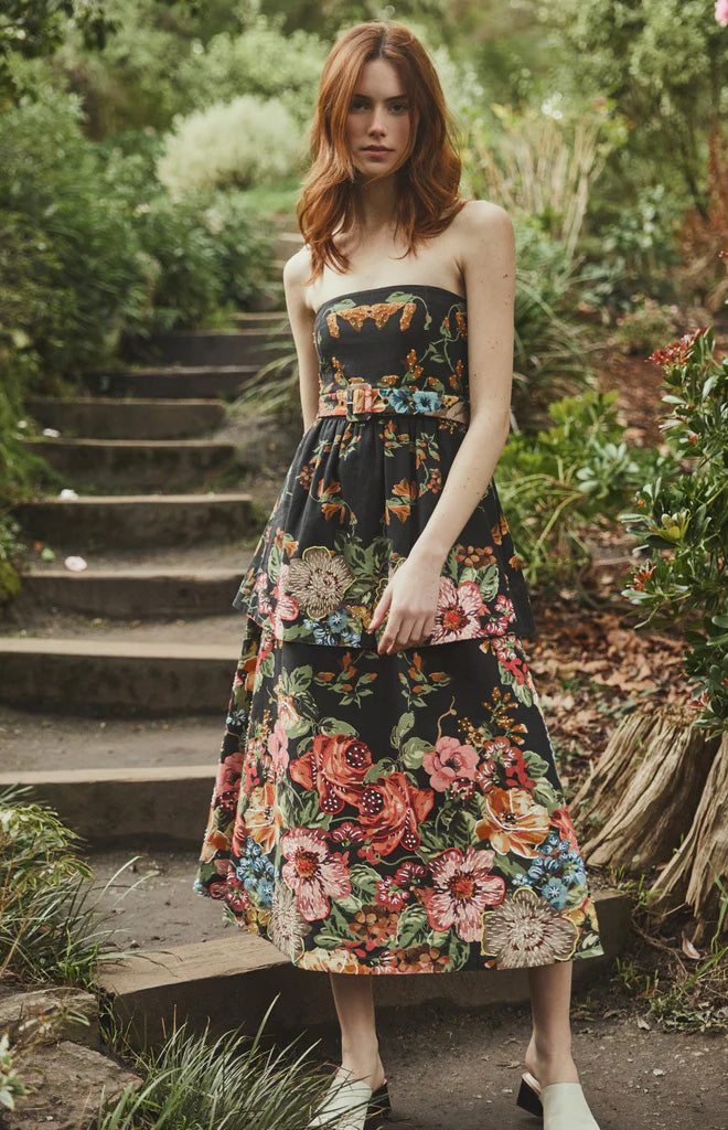 Daisy Dress in Black Victorian Floral