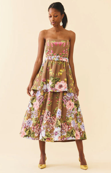 caramel vintage floral ワンピース 3y Daisy Dress in Caramel Victorian Floral | Over The Moon