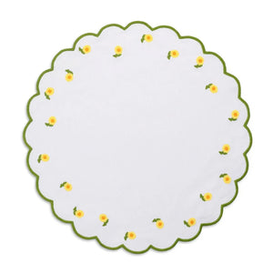 Daisy Placemat and Napkin Set in White