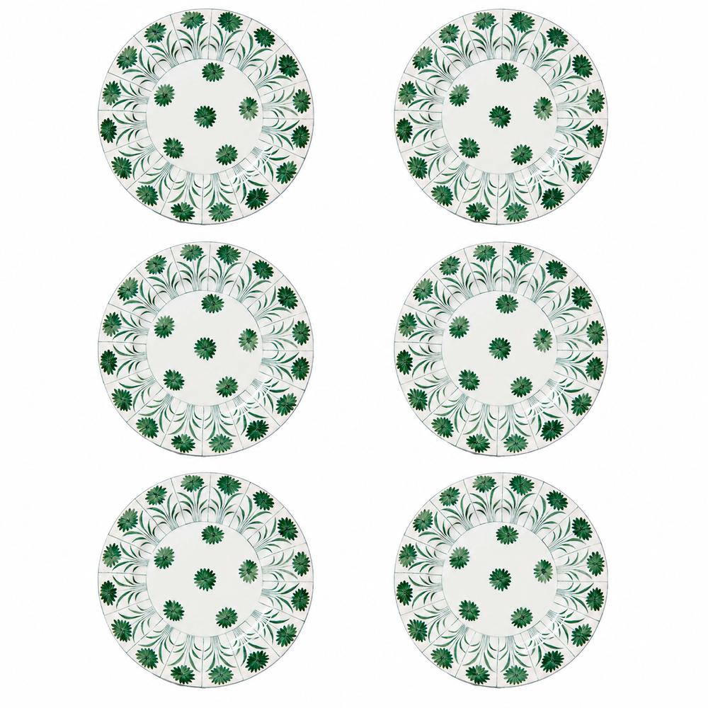 Daisy Plate in Green, Set of 6