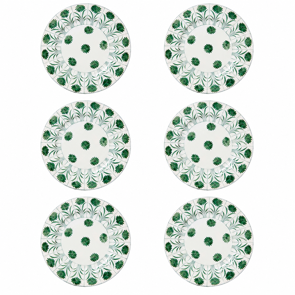 Daisy Plate in Green, Set of 6