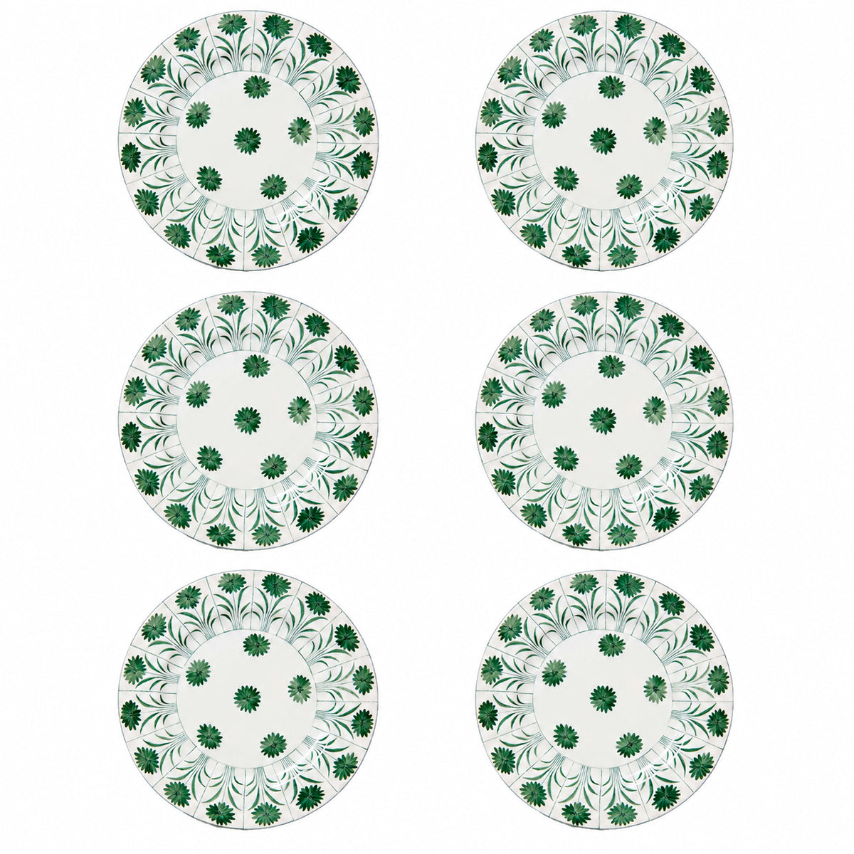 Daisy Plate in Green, Set of 6