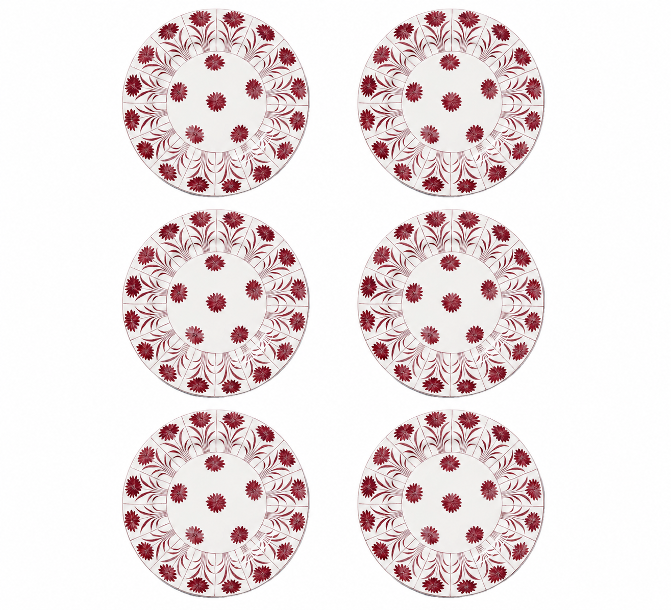 Daisy Plate in Magenta, Set of 6